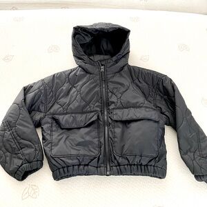 Kids Quilted Puffer Hooded Black Jacket Kids Size M (8)